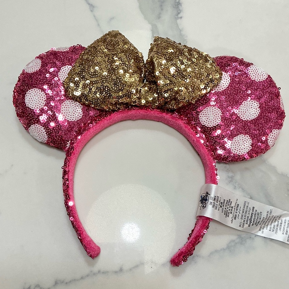 Disney Pink Sequin Mouse Ears Headband - Picture 1 of 3
